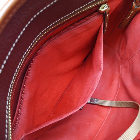 Dooney & Bourke Red Pebbled Leather Double Handles Zipper Tote Bag - Picture 15 of 16